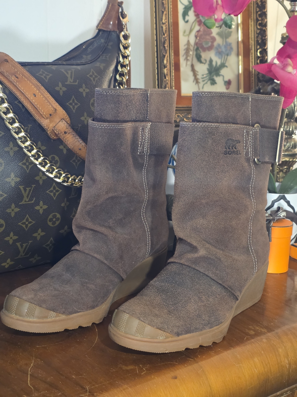SOREL Women's Toronto Brown Suede Wedge Mid Boots